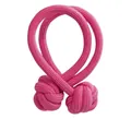 Close-up of bright pink elastic braided hair tie with double ball knot detail, 17x2.5cm - 2# Deep Pink Knotted Hair Tie