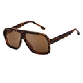 Fashion square tortoise shell sunglasses with dark brown lenses and thick pins - Tortoiseshell Frame Tea Lens