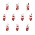 Macro view of ten red heart milk tea cup alloy charms for DIY jewelry making - 6# Milk Tea Cup / 10 Pieces Pack
