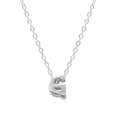 Minimalist sterling silver necklace featuring a polished letter G pendant on a fine chain - Letter G / White Gold