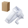 White manual rotary cheese grater with plastic body and cardboard packaging box - Single Use (Boxed)
