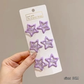 Set of six purple star hair clips for girls, 3cm matte metal finish on white card - 15# Purple Lacquer Star Set of 6