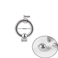 Silver stainless steel BCR captive bead ring with 3mm thickness and 14mm diameter - 3x14x6mm / Steel