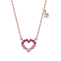 Collar de corazón de oro rosa con pavé de circonitas en degradado rosa y blanco - Oro Rosa [Circonita Rosa]