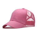 Casquette de baseball queue de cheval rose camouflage avec maille et bandes élastiques - Taille Unique(Réglable) / Rose
