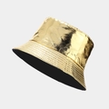 Détail du chapeau bob doré métallisé avec finition brillante et doublure intérieure noire - Taille unique / Doré