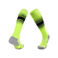 Neon-gelbe Fußballsocken mit schwarzen Streifen und grauem Absatz, Größe 39-44 - Größe M (Schuhgröße 34-38) / Fluoreszierendes Gelb/Schwarz