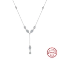 Detailansicht der S925 Sterling Silber Lasso-Halskette mit Zirkonia-Anhängern - Silber