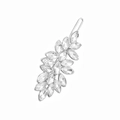Silver leaf hair clip with clear crystals and rhinestones for bridal or party headwear - Silver (E5317)