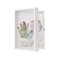 Witte 3D houten fotolijst voor DIY handafdrukken met scharnierend schaduwkastontwerp - 26x18.9cm / Wit
