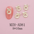 Detailed 8x10mm golden butterfly bow nail art charms with intricate alloy hollow design - Gold Bow Wreath (AD81)