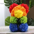 Rainbow foam rose bear with Just for you ribbon for Valentines Day gift - 23CM Naked Bear (Without Box) / Fruit Color (Rainbow)