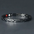 Zwarte draakschubben armband met magnetische elementen en een vouwsluiting - Zwart
