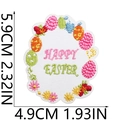 Detail of Happy Easter embroidered patch with colorful eggs and precise 5.9cm size marking - Colorful Oval Wreath