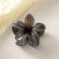Elegant gradient smoky grey frangipani hair claw clip with a translucent floral finish - Deep Black [8cm Large]