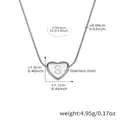 Silver stainless steel heart pendant necklace with S initial engraving and snake chain - 39+5cm / Letter S Silver (RP020)