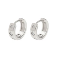 Silver star and moon hoop earrings with sparkling cubic zirconia on a white background - Silver Starry Zircon Huggie (18)