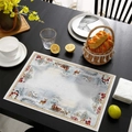 Christmas placemat with Nordic snow scene, Santa, and elk on a black wooden table - 30*45CM Cotton Linen / Nordic Snow View