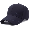 Men's navy blue cotton baseball cap with F embroidery and classic curved brim style - Embroidered Navy Blue