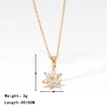 Collana con ciondolo a fiore dorato con zirconi marquise e catena da 40+5 cm - Oro