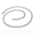 Collana a chicco di caffè in acciaio inossidabile argento con maglie ovali e chiusura a moschettone - 71CM / 7mm Argento