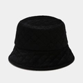 Sombrero de pescador negro acolchado con patrón de diamantes clásico para mujer - M (56-58cm) / Negro