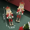 Christmas nutcracker soldier earrings with colorful enamel, rhinestones and pearl drops - Red and Gold Rhinestone Nutcracker-SD61326