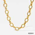 Minimalistische vergulde roestvrijstalen ketting met gestructureerde ovale schakels - Ketting (40+5cm) / Goud