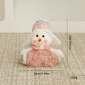 Gnomo muñeco de nieve de felpa rosa con gorro de punto y medidas de 17x18cm - Muñeco de Nieve Sentado - Estilo Niña