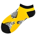 Chaussette basse jaune vif avec motif zèbre et détails contrastés noirs aux pieds - 36-44 / Motif Zèbre Jaune