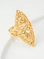 Adjustable hollow floral ring in gold finish with vintage Middle Eastern ethnic patterns - Hollow Flower Style (R03103112)
