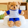 Brown Twisted Teddy Bear School Uniform - White And Blue 30 Centimeters In Length