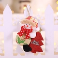 Ciondolo pupazzo di neve in tessuto con albero rosso e scritta Merry Christmas - Pupazzo di neve