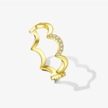 Elegant s925 silver wave ring with gold finish and sparkling zircon accents - Mmr387 (18k Gold) / Size 6