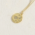 Elegance 14K gold plated necklace featuring a round planet and moon zircon pendant - Universe Planet Style / Gold