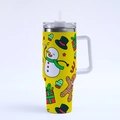 Detailed pattern of a 40oz Christmas tumbler with snowmen and gingerbread man prints - Style 5