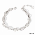 Silver stainless steel pig nose chain bracelet with adjustable lobster clasp - Silver Bracelet
