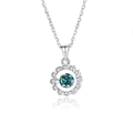 Collar de plata S925 de margarita con colgante de gema azul y cristales brillantes - Plata 925 / Moissanita Verde Color Oro Blanco (FDTD-020)