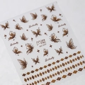 Stickers ongles papillons marron aquarelle avec motifs losanges sur planche MN-355F - Style Papillon en Relief (MN355)