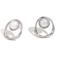Vintage irregular silver round hollow earrings with faux pearl in 18K gold plating - Irregular Hollow Round Imitation Pearl / Silver