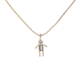 Gold-plated boy charm pendant with rectangle dark stone and white zircon accent - Necklace / Boy-March