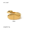Minimalist adjustable 18k gold plated stainless steel irregular flat ring, weight 4.1g - Adjustable Open / Gold (18K Gold Plated)