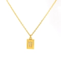 18k gold plated stainless steel square pendant necklace featuring zircon letter W - Letter W(S-N150-W)