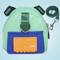 Mini sac à dos harnais pour animaux en vert bleu et orange avec laisse en nylon - S / Design monobloc / Vert