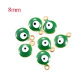 Green evil eye pendant charm in 8mm size with gold rim for DIY jewelry making - 8mm / Grass Green