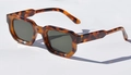 Classic thick rectangular tortoiseshell sunglasses with vintage dark green lenses - C4 Leopard Frame Green Lens
