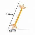 Titanium G23 gold nipple barbell with marquise cubic zirconia ends, 2.49cm length - Three Zircons Leaf Shape (T2548-2#) / Gold