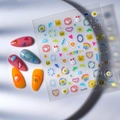 3D embossed nail stickers featuring colorful cartoon bears, rainbows, and happy faces - Cartoon Animal Rainbow Style (CO-078)