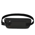 Black waterproof running belt with RFID protection and dual zipper pockets for phones - Black