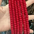 Polished red abacus-shaped stone beads for DIY jewelry making and bracelets - Porcelain Red / 5*8mm (approx. 73 pcs/strand)
